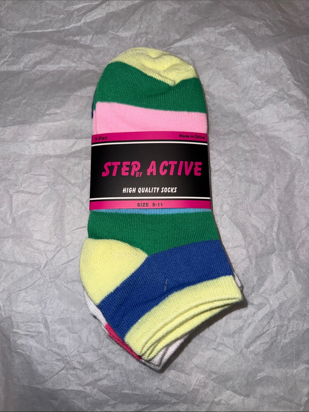 Step Active Striped Socks -  (3-Pack)